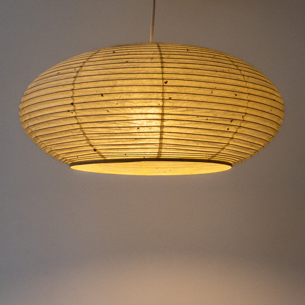 Natural mulberry washi handmade Japanese paper lantern, 53cm, illuminated