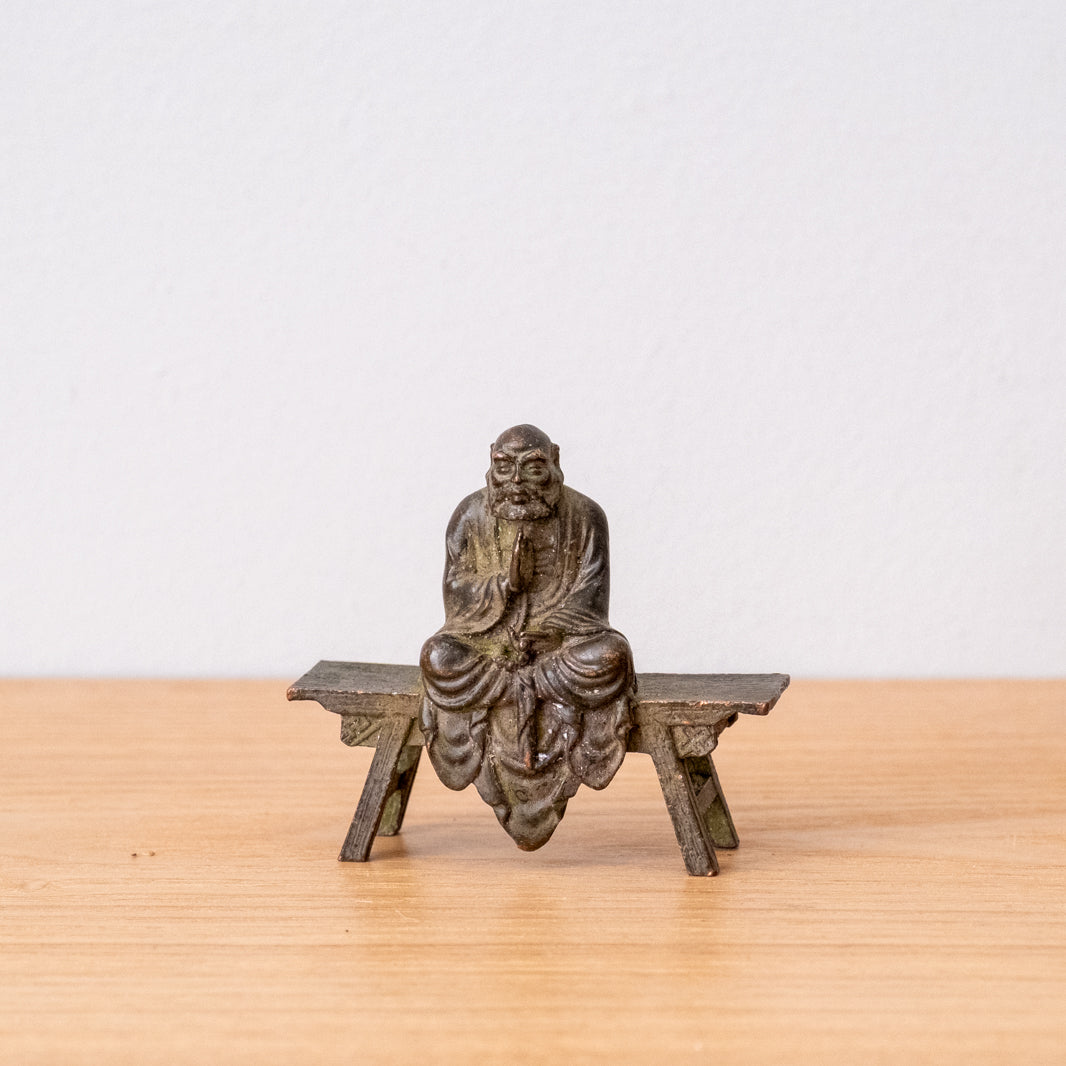 Antique cast copper bronze Daruma