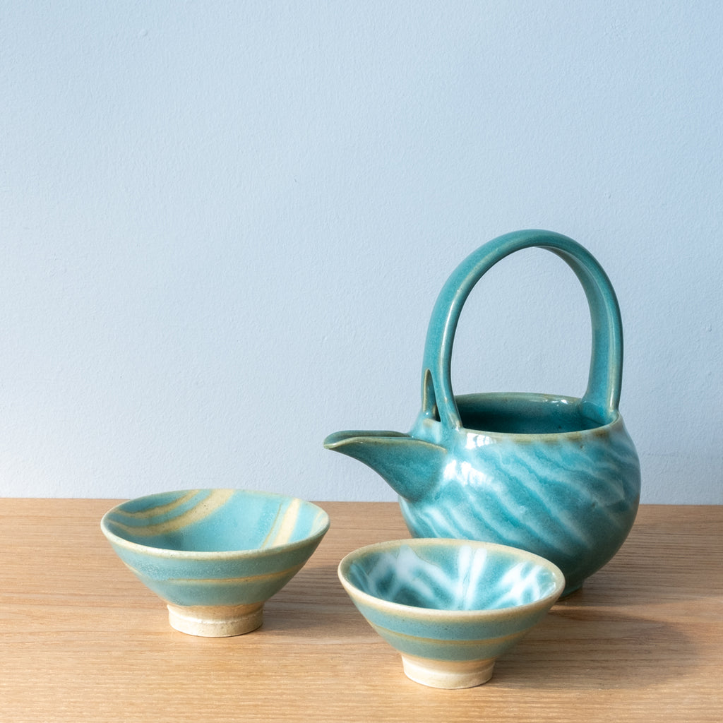 Beautiful handmade Japanese stoneware sake jug