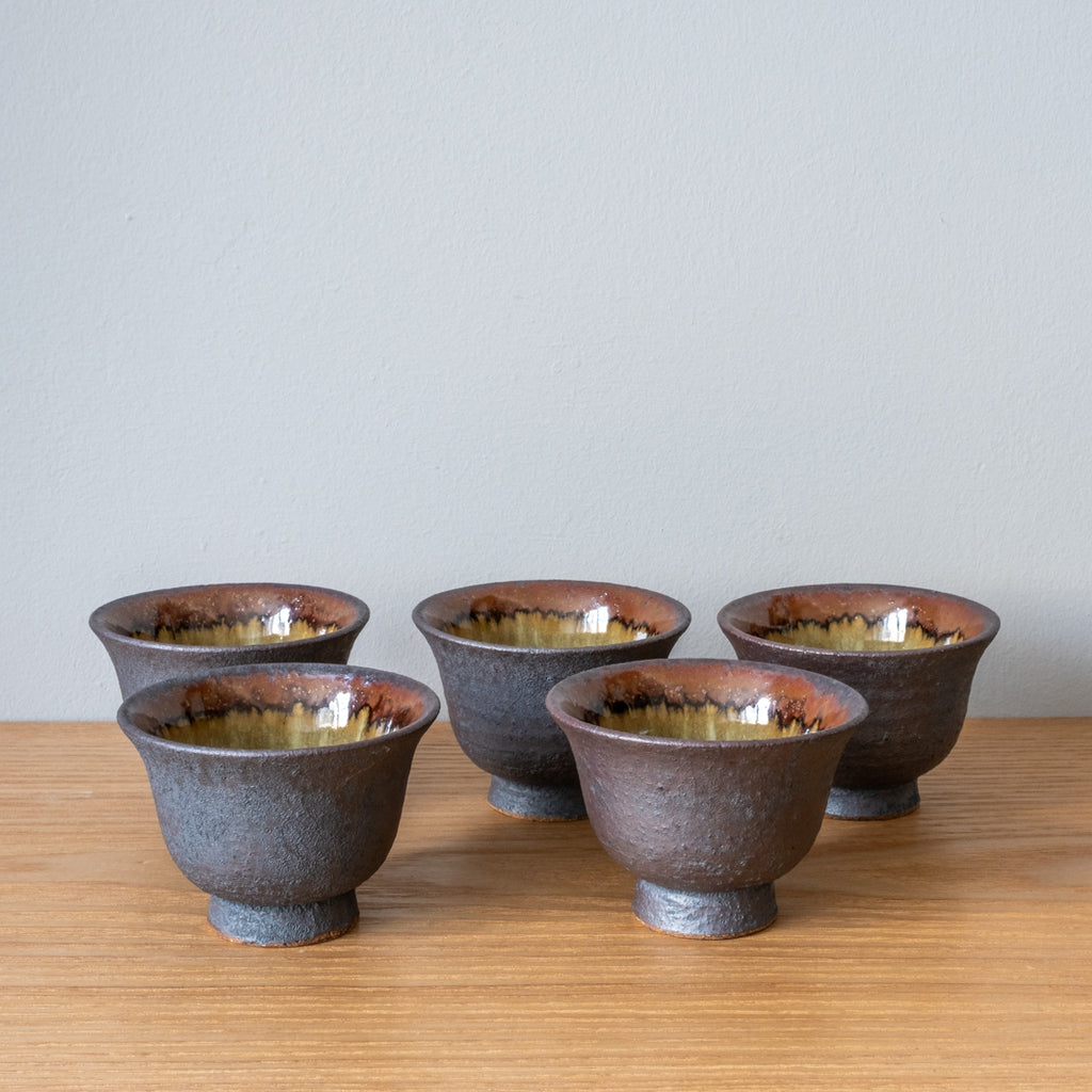 Lovely, tactile traditional  Japanese guinomi sake cups, handmade in Japan