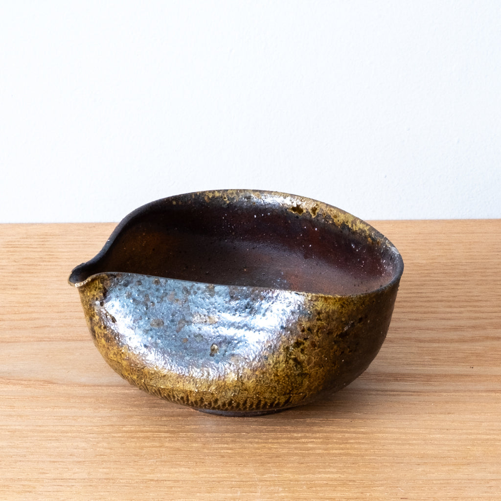 Beautiful textured Wood-fired katakuchi Sake Jug