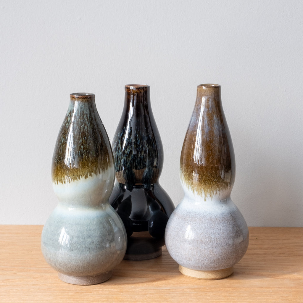 Stylish Gourd shaped Japanese vases, handmade in Japan