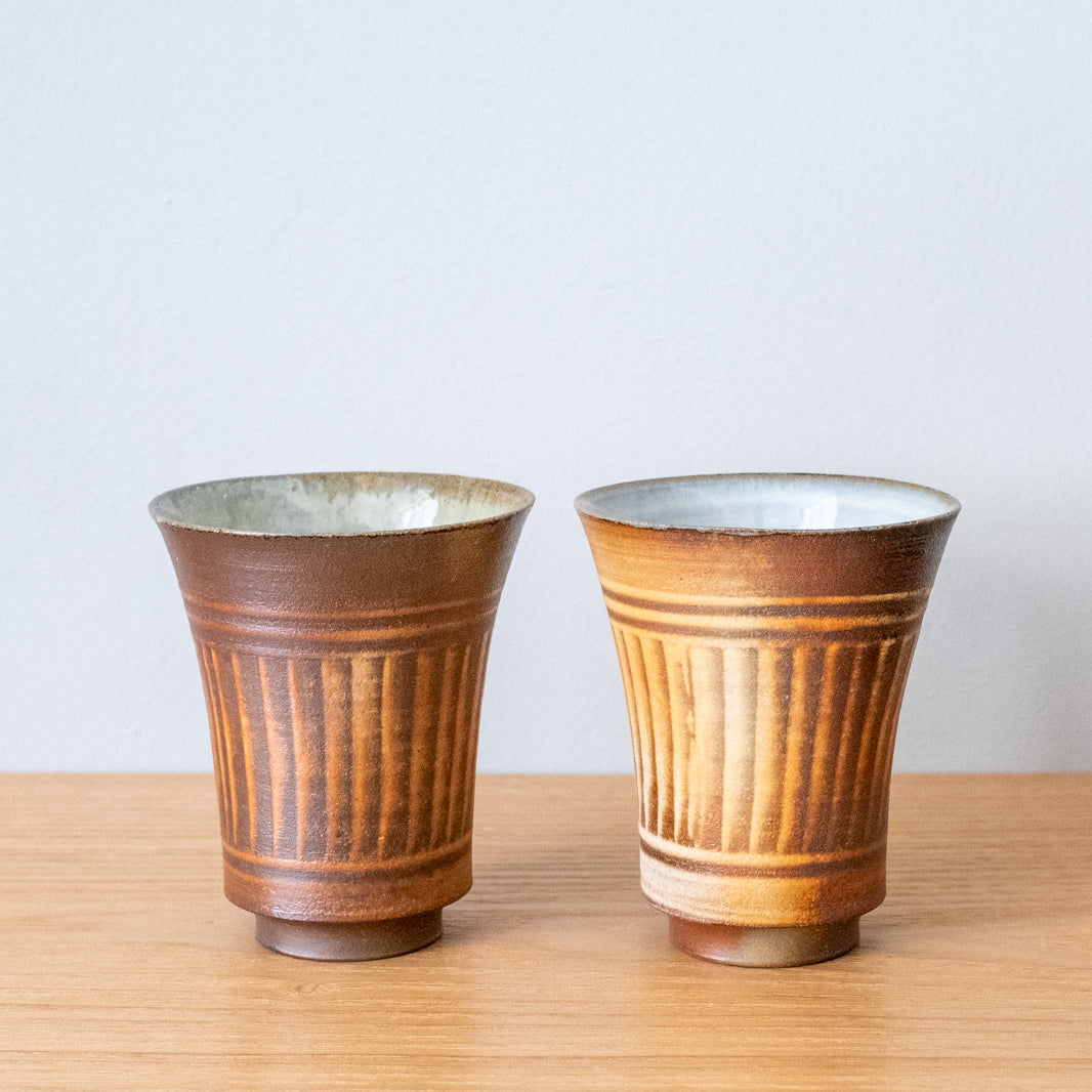 Wood fired hakeme slip yunomi