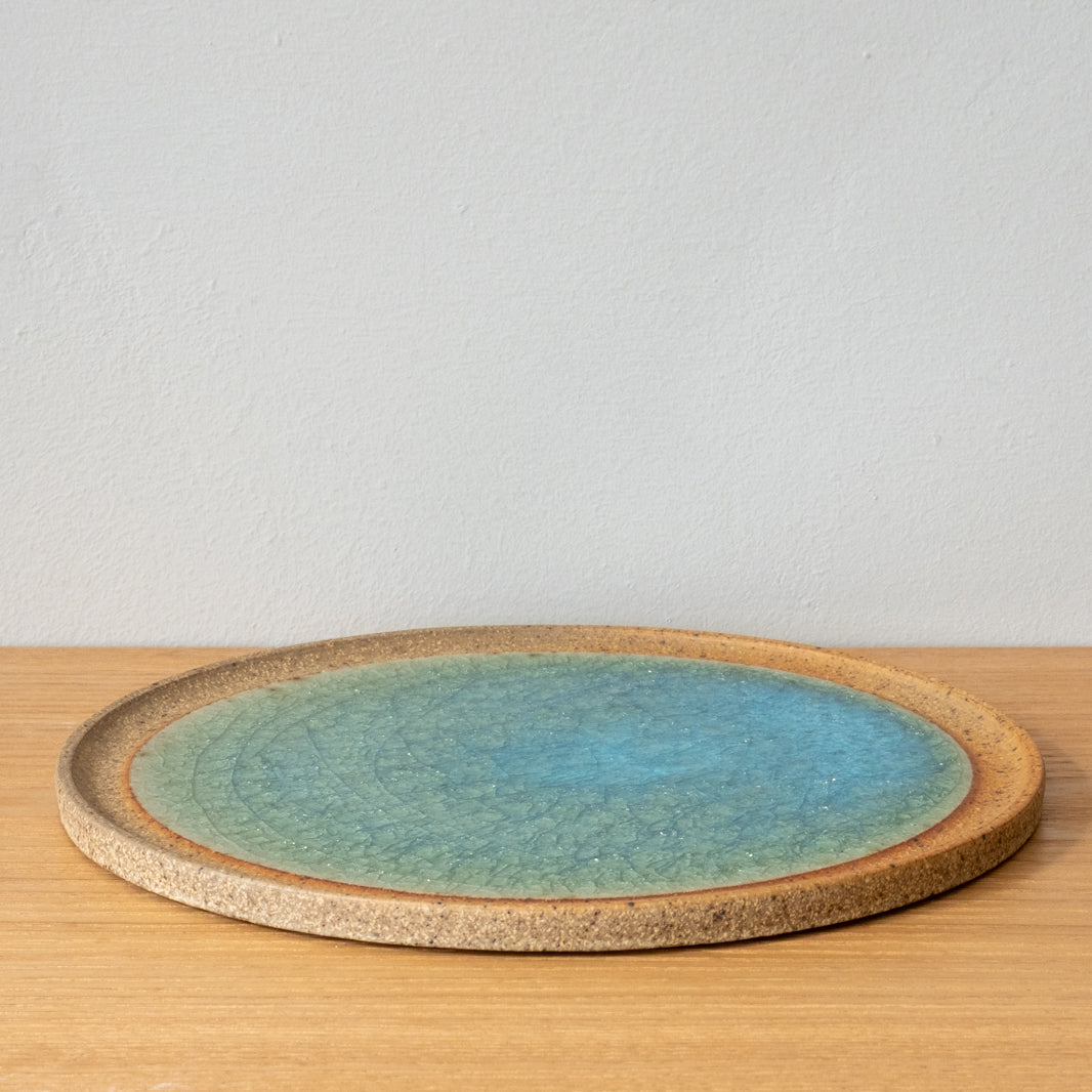 Flat Mikan Glaze Plate, yakishime rim