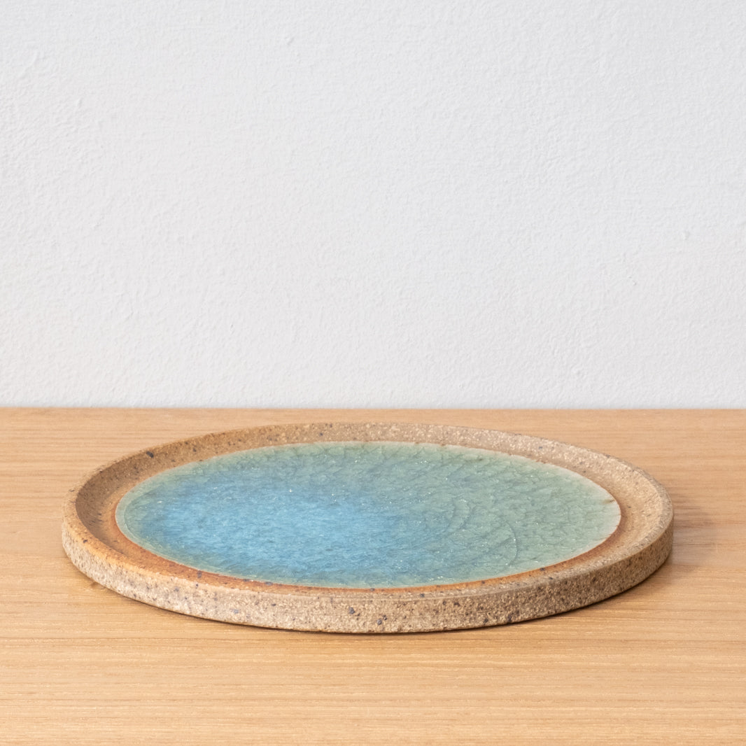 Flat Mikan Glaze Plate, yakishime rim