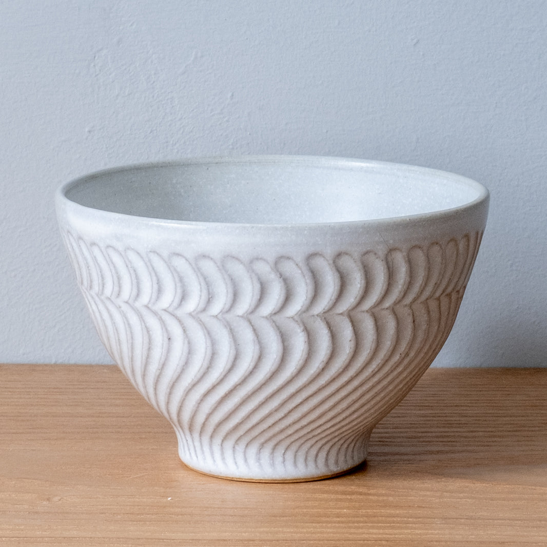 Hand-carved Japanese tea bowl