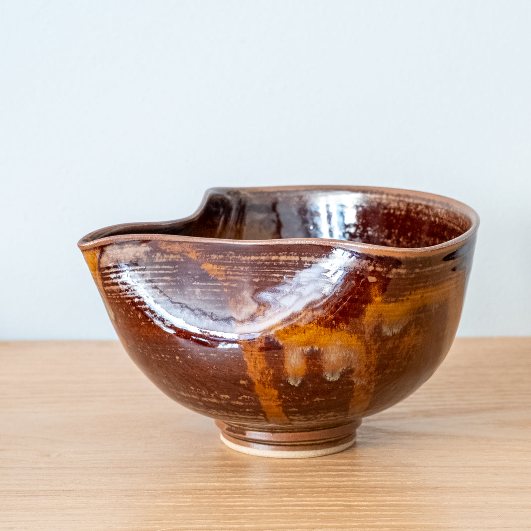 Stoneware shaped sake pourer, handmade in Japan