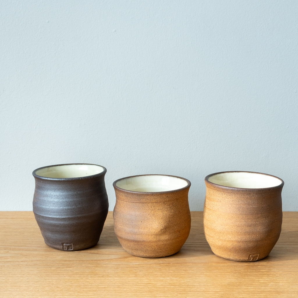 Simple wood-fired Japanese teacups, handmade in Japan