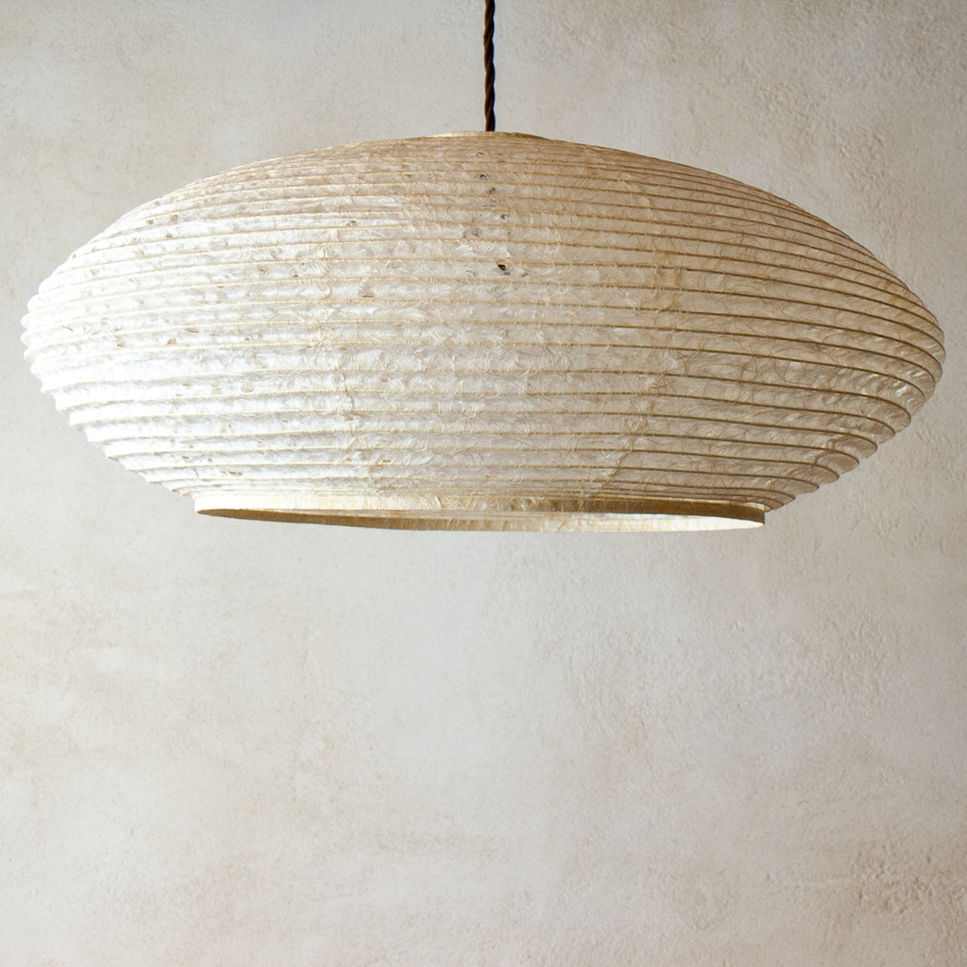 53cm diameter Natural Hemp Japanese Washi Paper Ceiling Pendant Light, side view