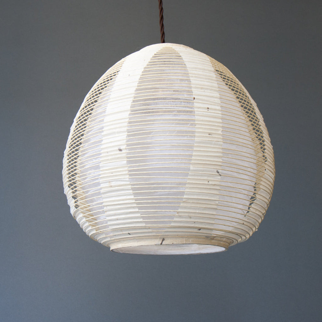 White egg-shaped double-layered Japanese paper lamp shade - straight unlit