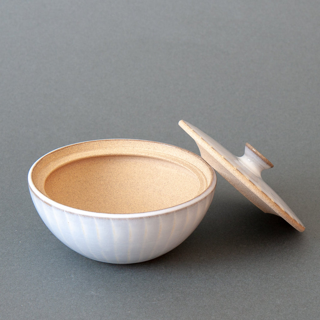 Handmade Japanese Salt Jar - White Open