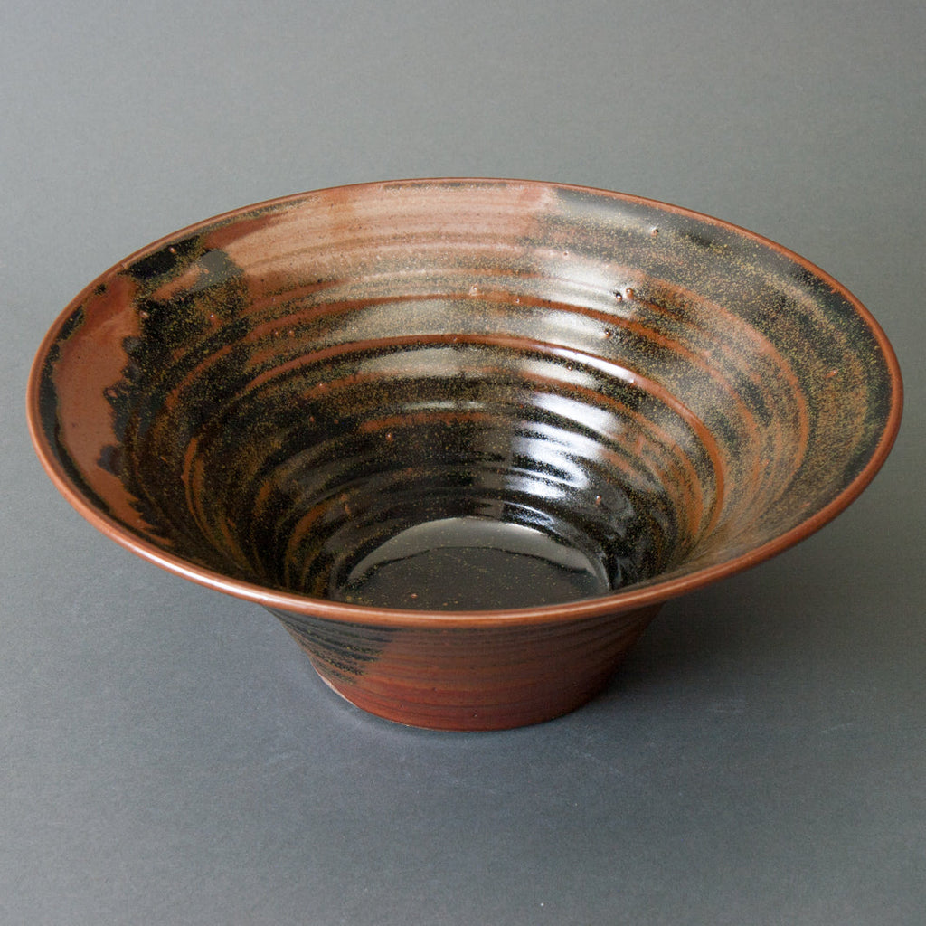 Tenmoku Handmade Fruit Bowl, Large - Side