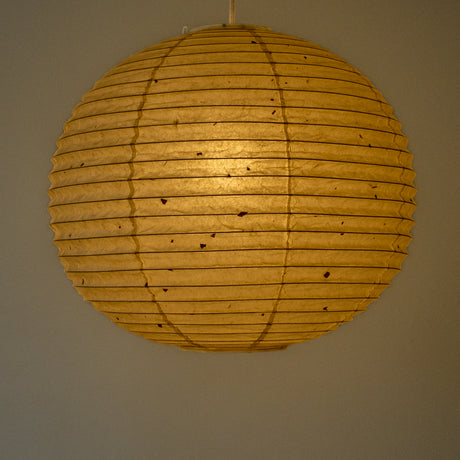 45cm diameter handmade kozo washi paper lampshade, illuminated