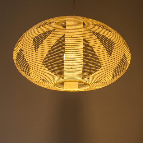 Open Skashi style Handmade Japanese paper lampshade, 46cm, oval, illuminated