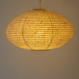 Oval Japanese washi paper lantern, 46cm, handmade in Japan, lit