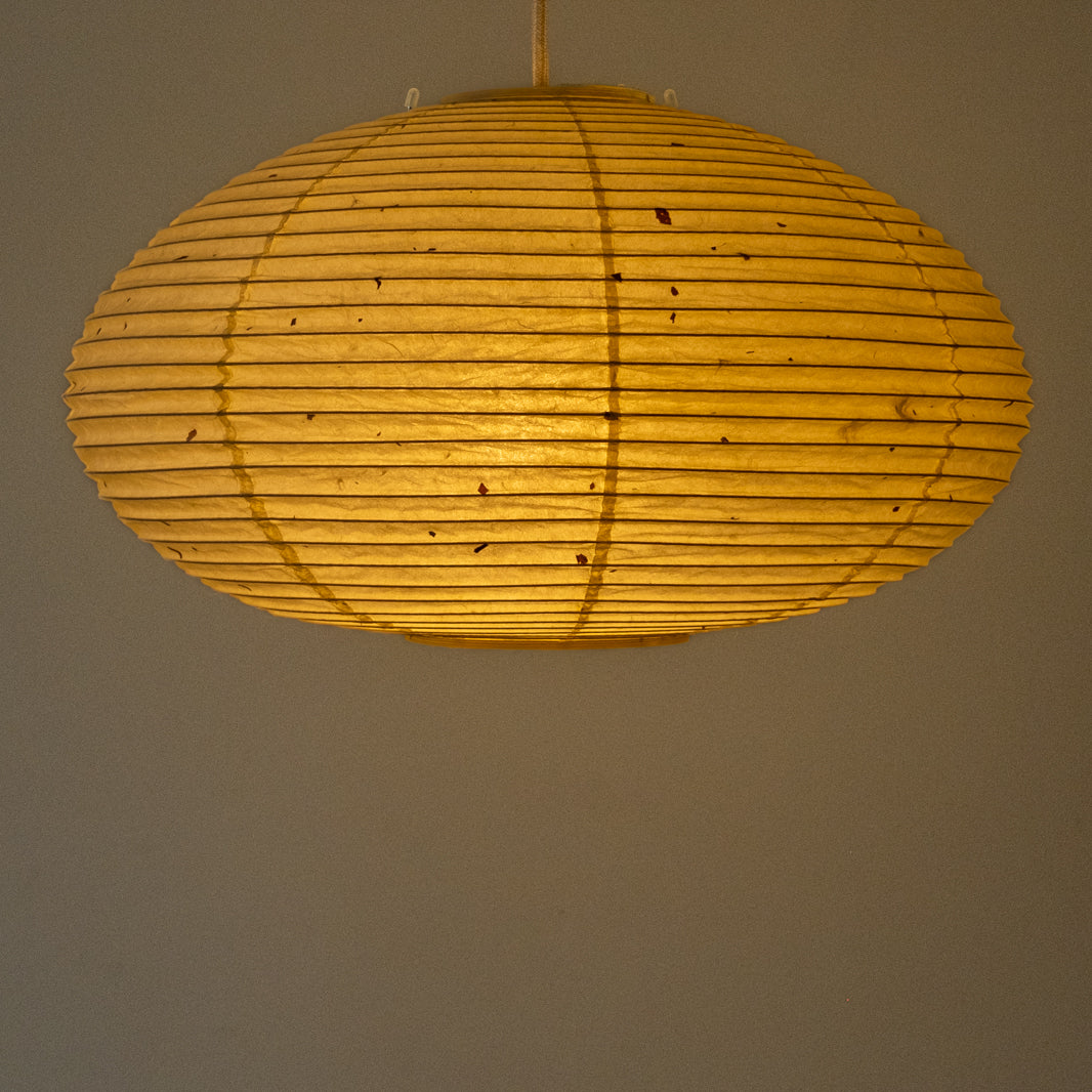 46cm oval mulberry paper washi Japanese paper shade, illuminated