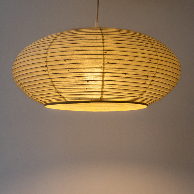 Natural mulberry washi handmade Japanese paper lantern, 53cm, illuminated