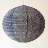 53cm diameter Paper Lampshade made form a blue Hemp washi paper in the asaraku style with small holes left in the paper