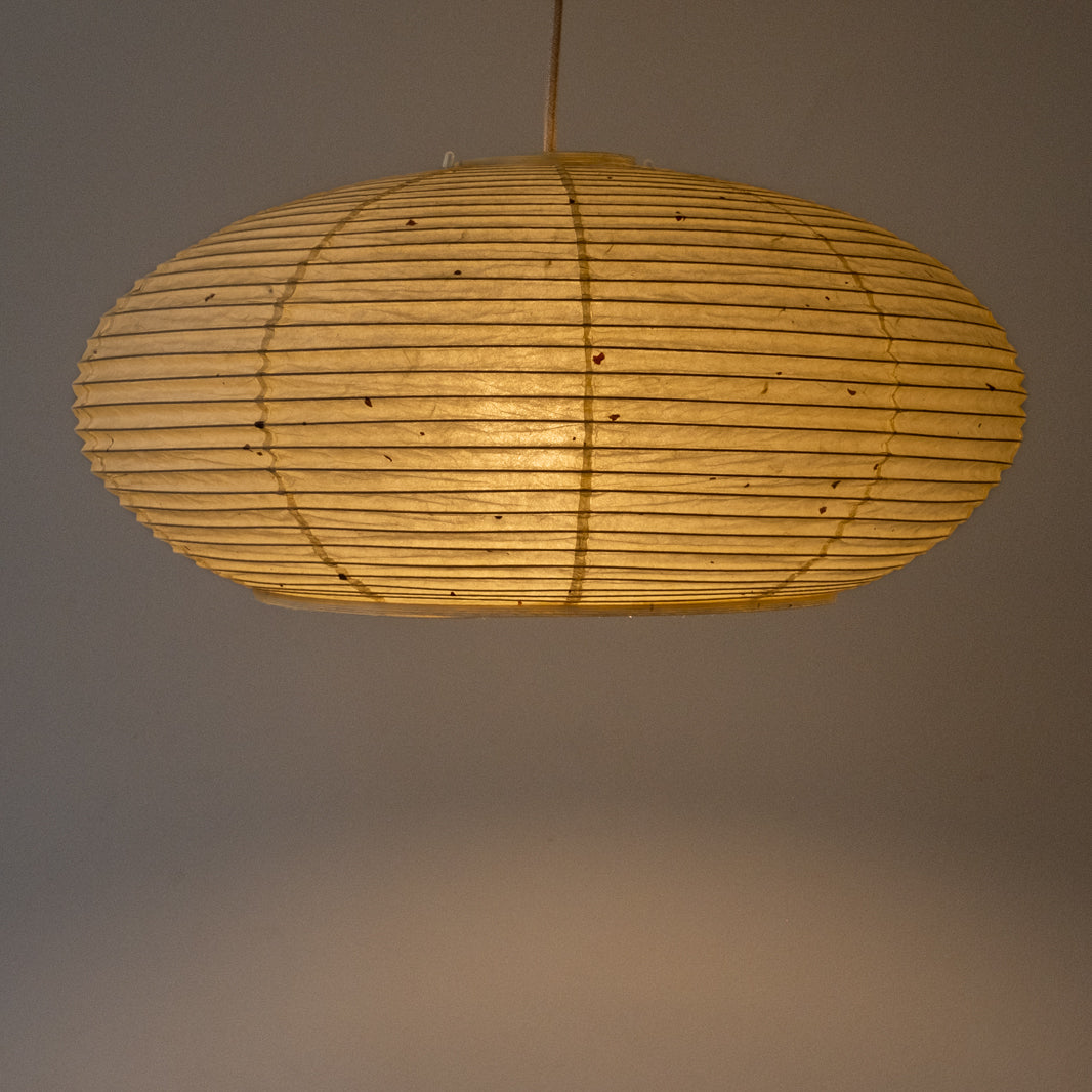 Natural kozo washi handmade Japanese paper lantern, 53cm, illuminated