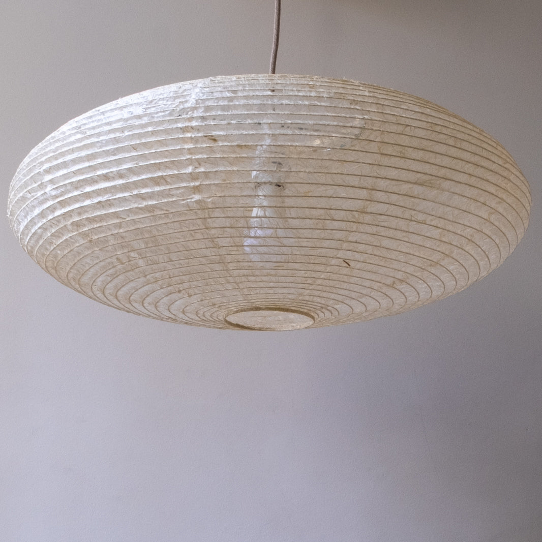 Handmade Large Japanese Paper Lampshade, 60cm diameter, Hemp or Asaraku paper, bulb just visible through the paper