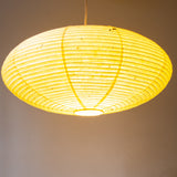Handmade Paper lampshade from Japanese washi, 60cm diameter lit