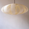 Large 90cm Oval or Elliptical Shade in the skashi style, with white Unryu paper, handmade in Japan, side view unlit