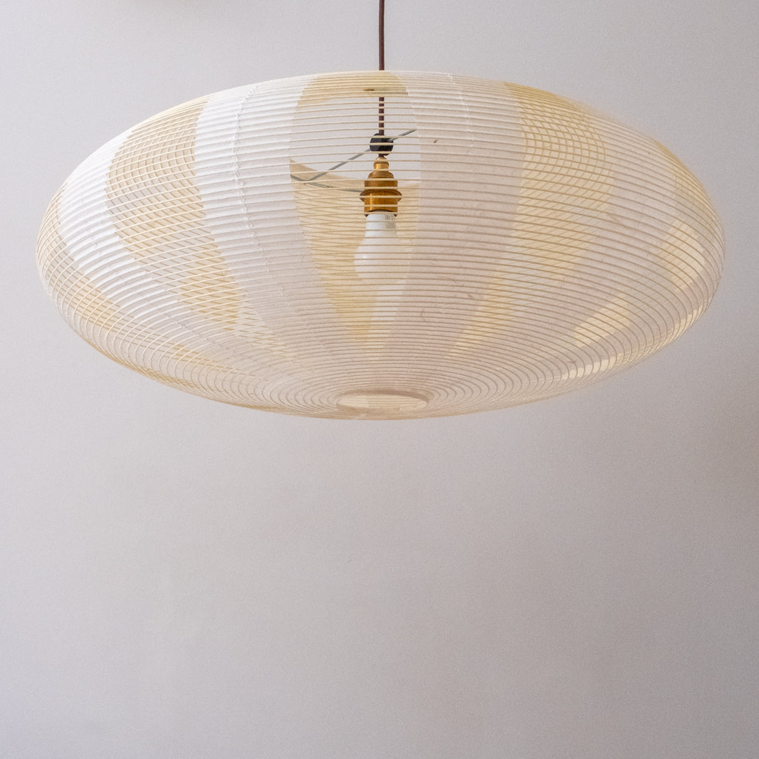 Large 90cm Oval or Elliptical Shade in the skashi style, with white Unryu paper, handmade in Japan, three-quarter view unlit