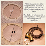A four-panel product information collage for our large paper shades. Shades include a hnaging attachment but do not include a pendant cordset, these are available separately