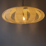 A handmade 75cm Enban Skashi pendant lamp shade made of mulberry paper, illuminated