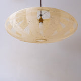 A handmade 75cm Enban Skashi pendant lamp shade made of mulberry paper, lower view