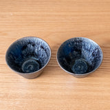 Conical, dark-blue, stunning sake cups, handmade in Japan