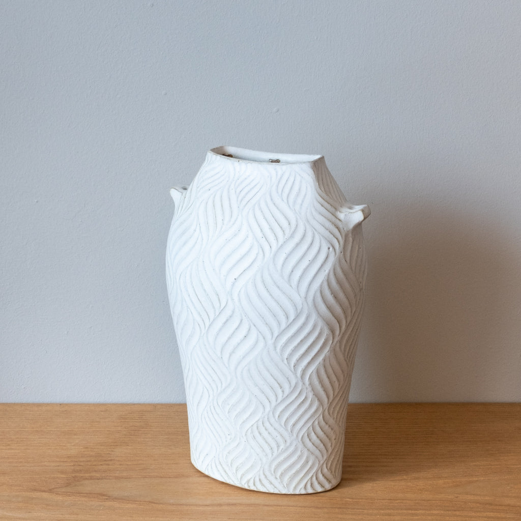 Narrow-backed statement vase, handmade in Japan