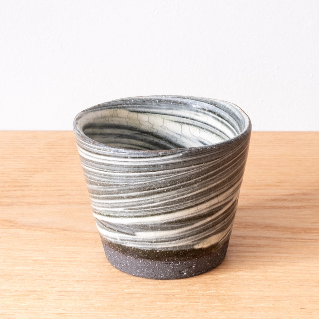 Tactile Japanese teacup, handmade in Mashiko