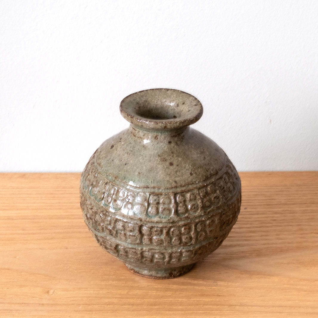 Cross Hatch Stoneware Vase