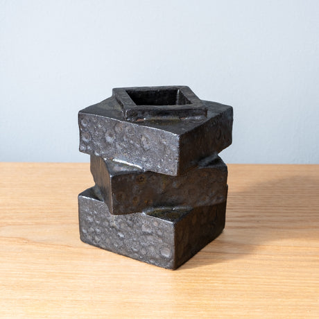 Intriguing architectural 3 Box vase, handmade in Japan