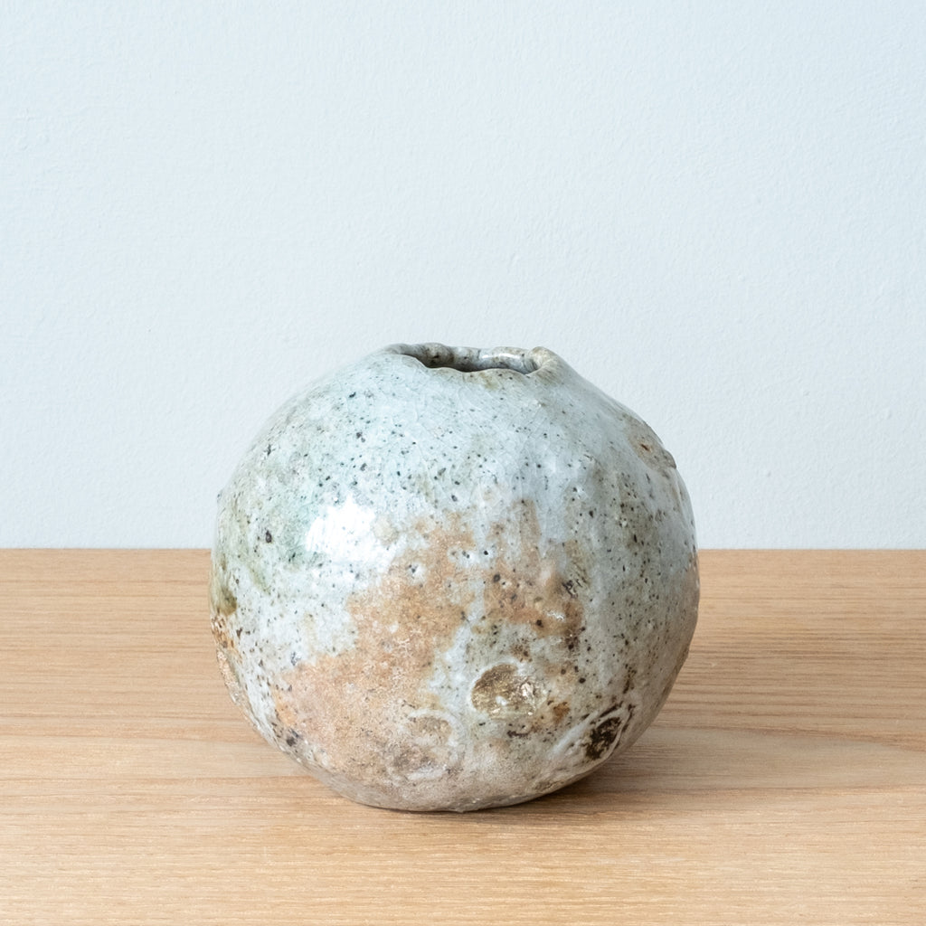 Rough glazed ball vase, handmade in Japan