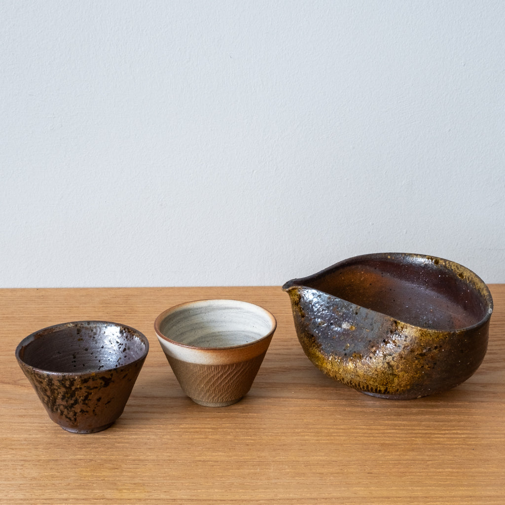 Straight sided sake cups, handmade in Japan