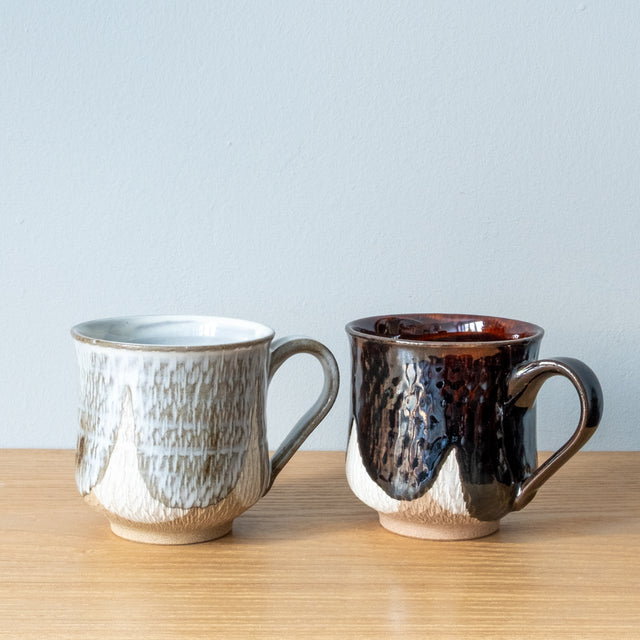 Handmade Jpanese mingei mugs with handles