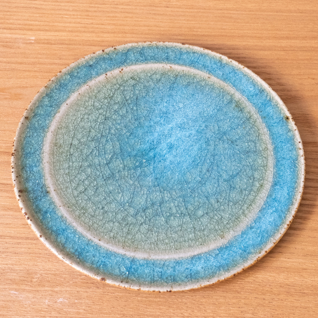 Handmade Turquoise Cracklae Glaze Plate