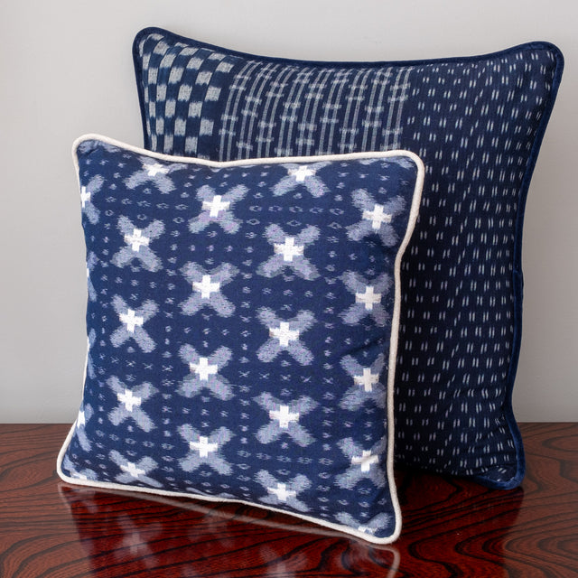 Japanese kimono fabric kasuri cushion