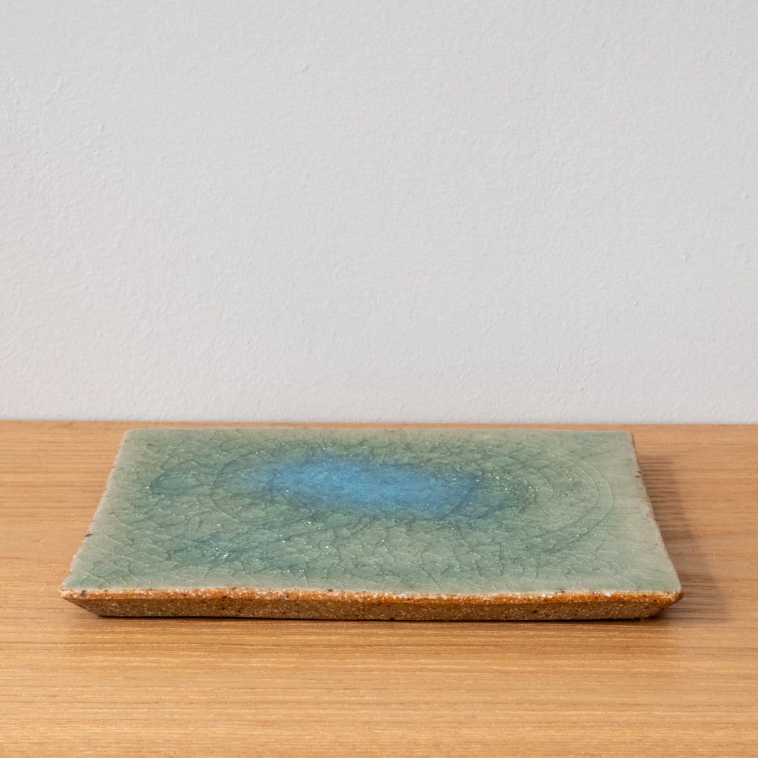 Citrus Ash Crackle Glaze Plate, Handmade in Japan