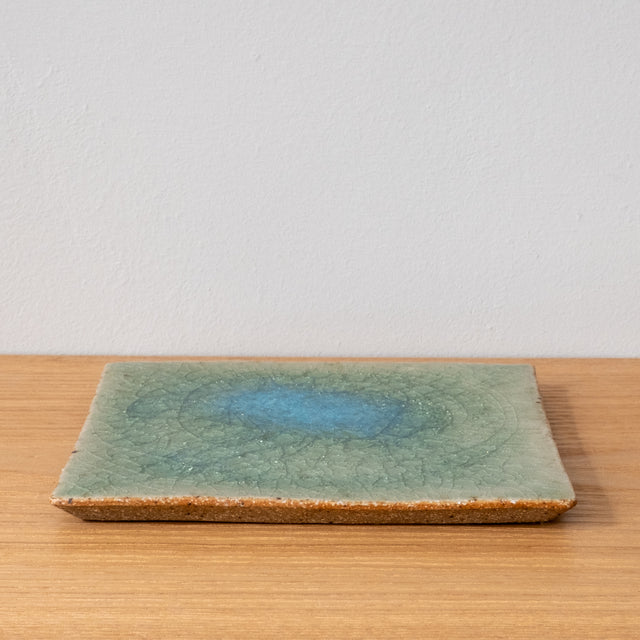 Citrus Ash Crackle Glaze Plate, Handmade in Japan