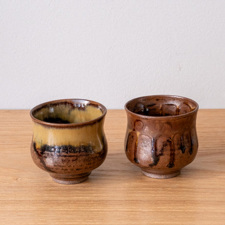 Metallic Shunkei glaze sake cups, handmade in Japan