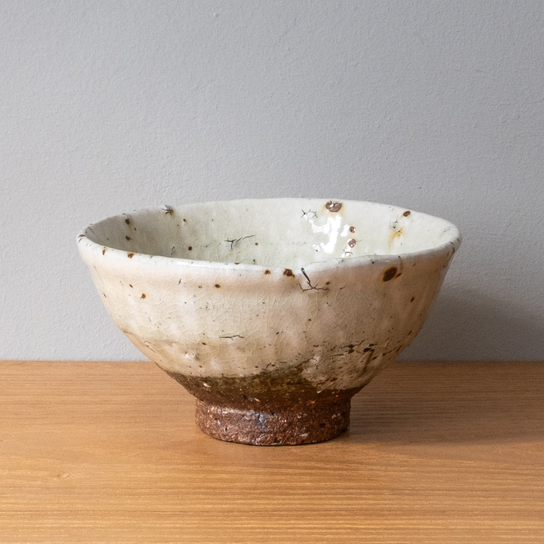 Handmade, Wood-fired oak ash glaze tea bowl from Japan