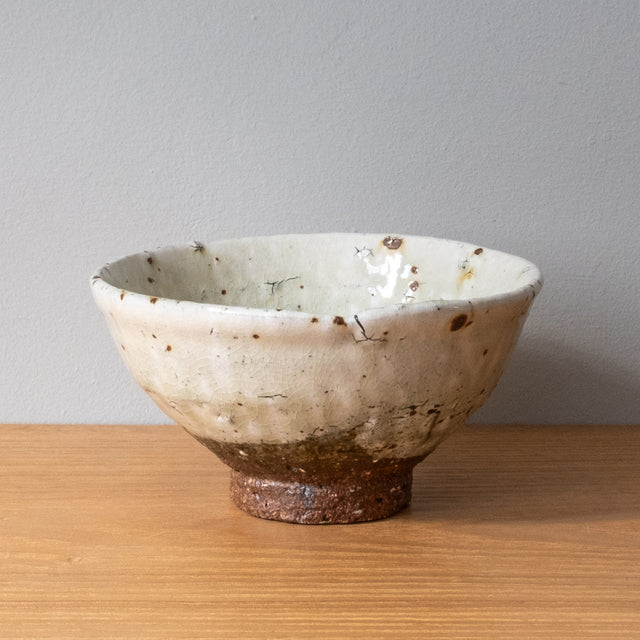 Handmade, Wood-fired oak ash glaze tea bowl from Japan
