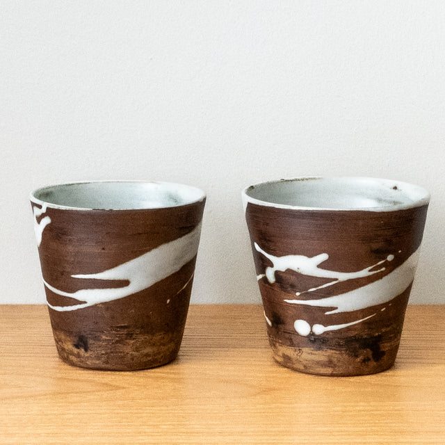 Japanese hand-made spash glazed cups