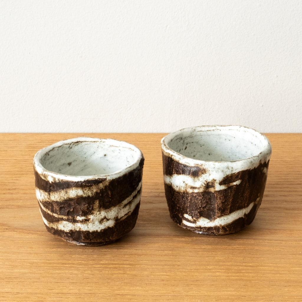 Textured Stoneware Sake Cups from the Yanase kiln in Japan
