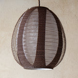 28cm diameter, Brown egg-shaped double-layered Japanese paper lamp shade - straight view