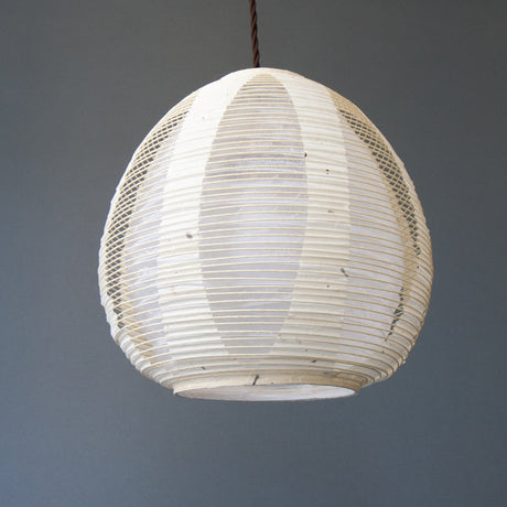 28cm diameter, Cream and White egg-shaped double-layered Japanese paper lamp shade - straight unlit