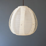 28cm diameter, Cream and White egg-shaped double-layered Japanese paper lamp shade - side on unlit